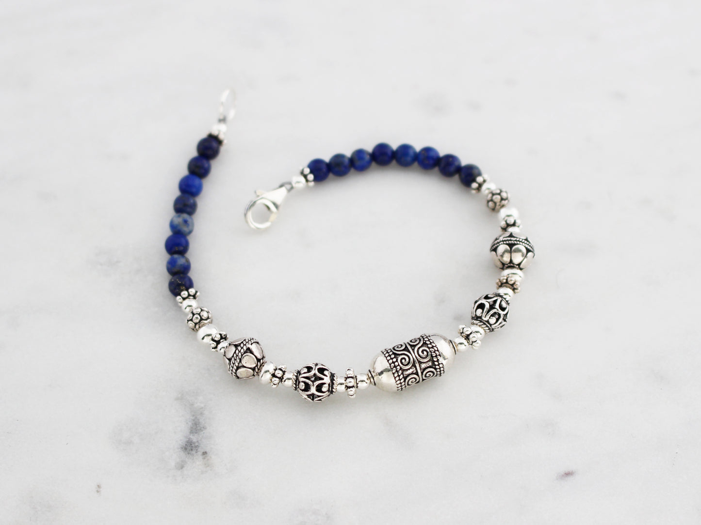 Lapis Lazuli and Sterling Silver Bracelet