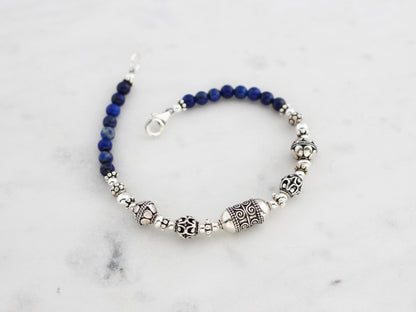 Lapis Lazuli and Sterling Silver Bracelet