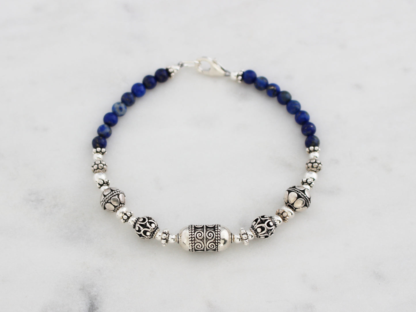 Lapis Lazuli and Sterling Silver Bracelet
