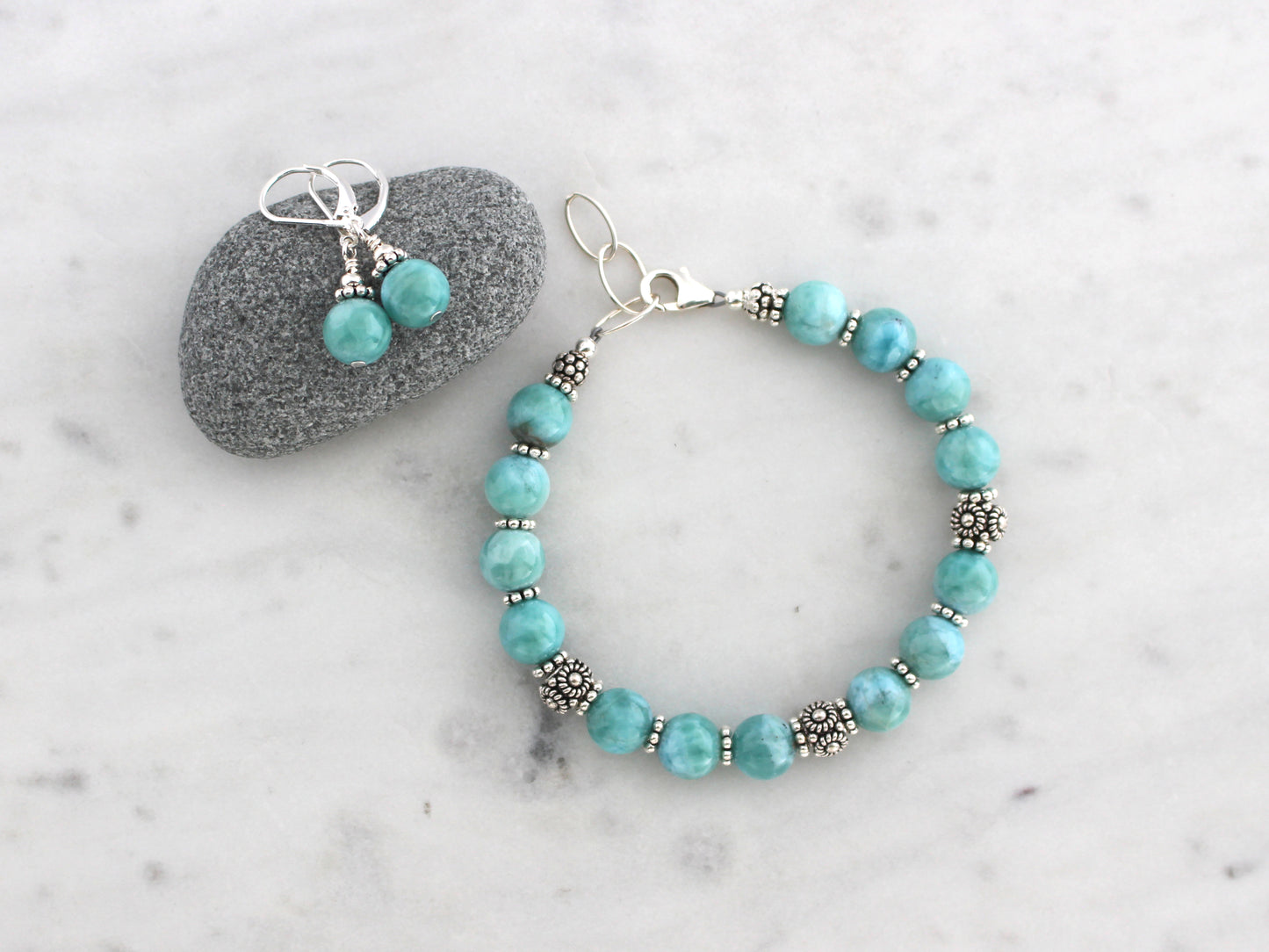 Larimar and Turkish Silver Bracelet