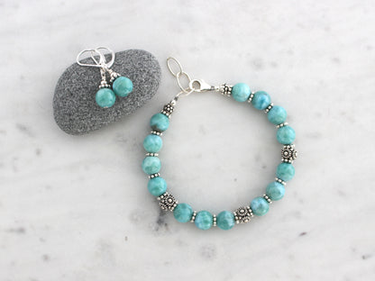 Larimar and Turkish Silver Bracelet