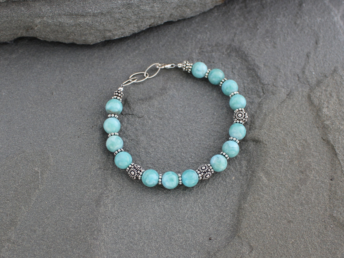 Larimar and Turkish Silver Bracelet