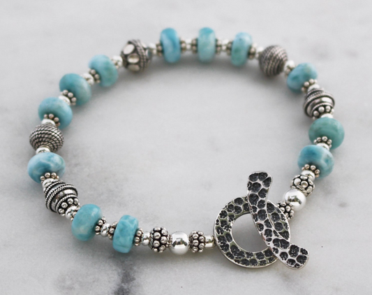 Larimar and Silver Toggle Bracelet