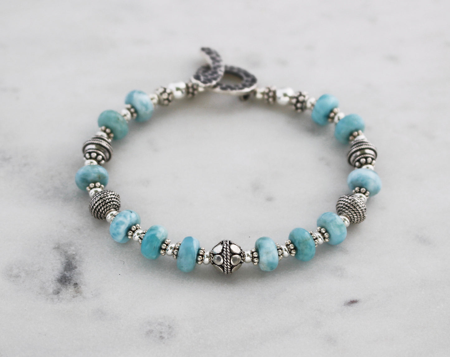 Larimar and Silver Toggle Bracelet