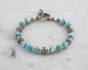 Larimar and Silver Toggle Bracelet