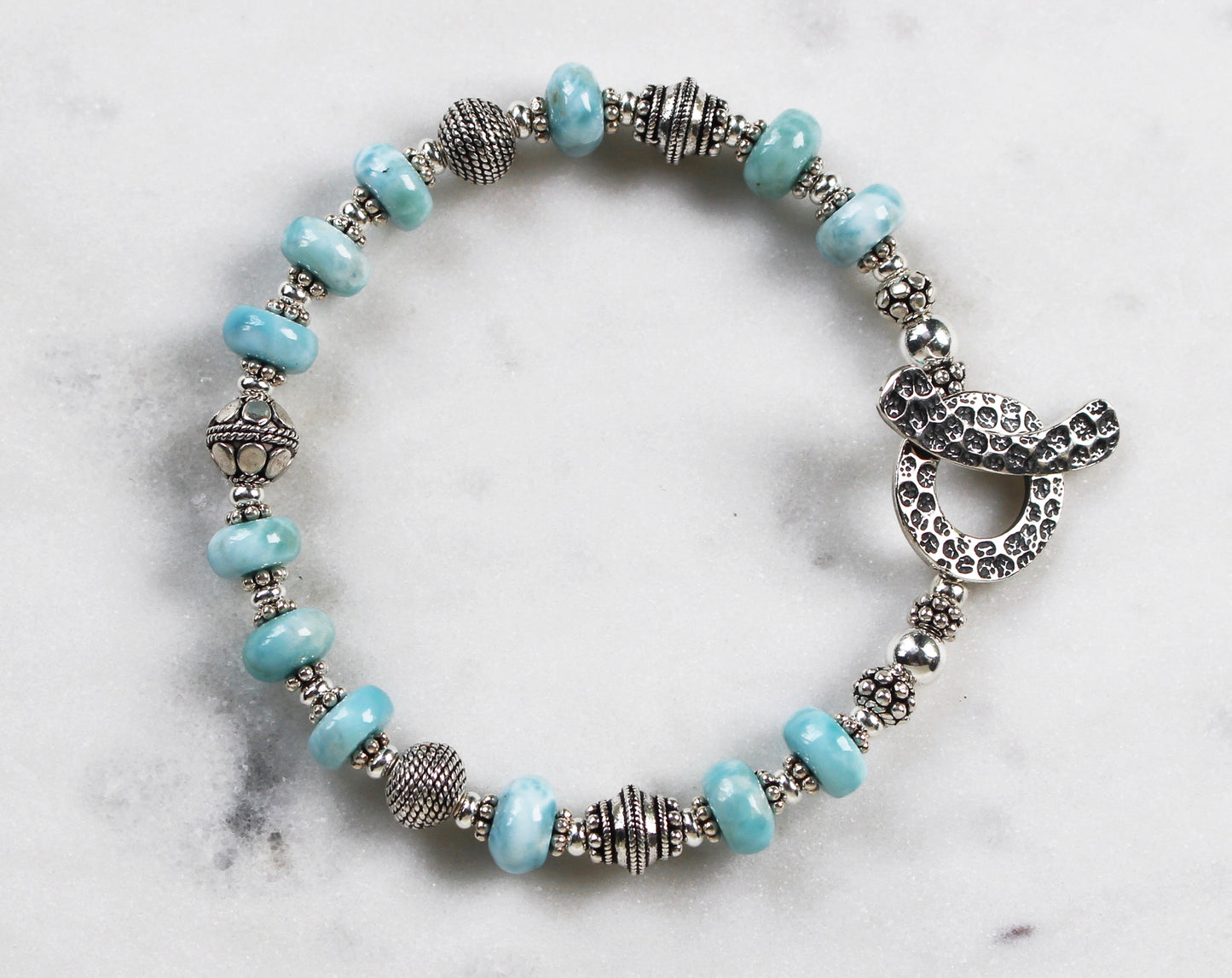 Larimar and Silver Toggle Bracelet