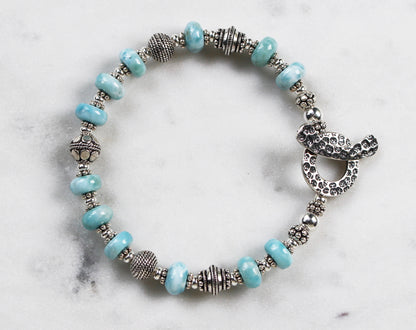 Larimar and Silver Toggle Bracelet