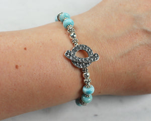 Larimar and Silver Toggle Bracelet