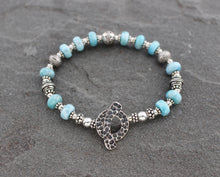 Load image into Gallery viewer, Larimar and Silver Toggle Bracelet