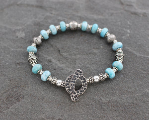 Larimar and Silver Toggle Bracelet