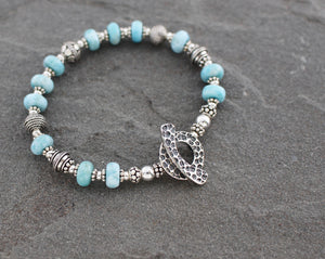 Larimar and Silver Toggle Bracelet