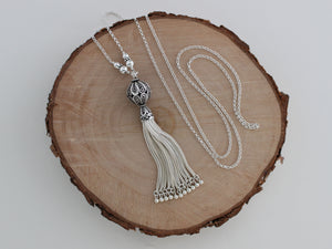 Turkish Silver Filigree Round Tassel Necklace