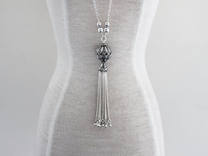 Turkish Silver Filigree Round Tassel Necklace