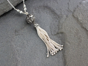 Turkish Silver Filigree Round Tassel Necklace