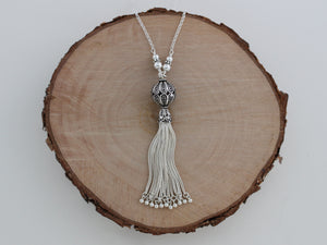 Turkish Silver Filigree Round Tassel Necklace