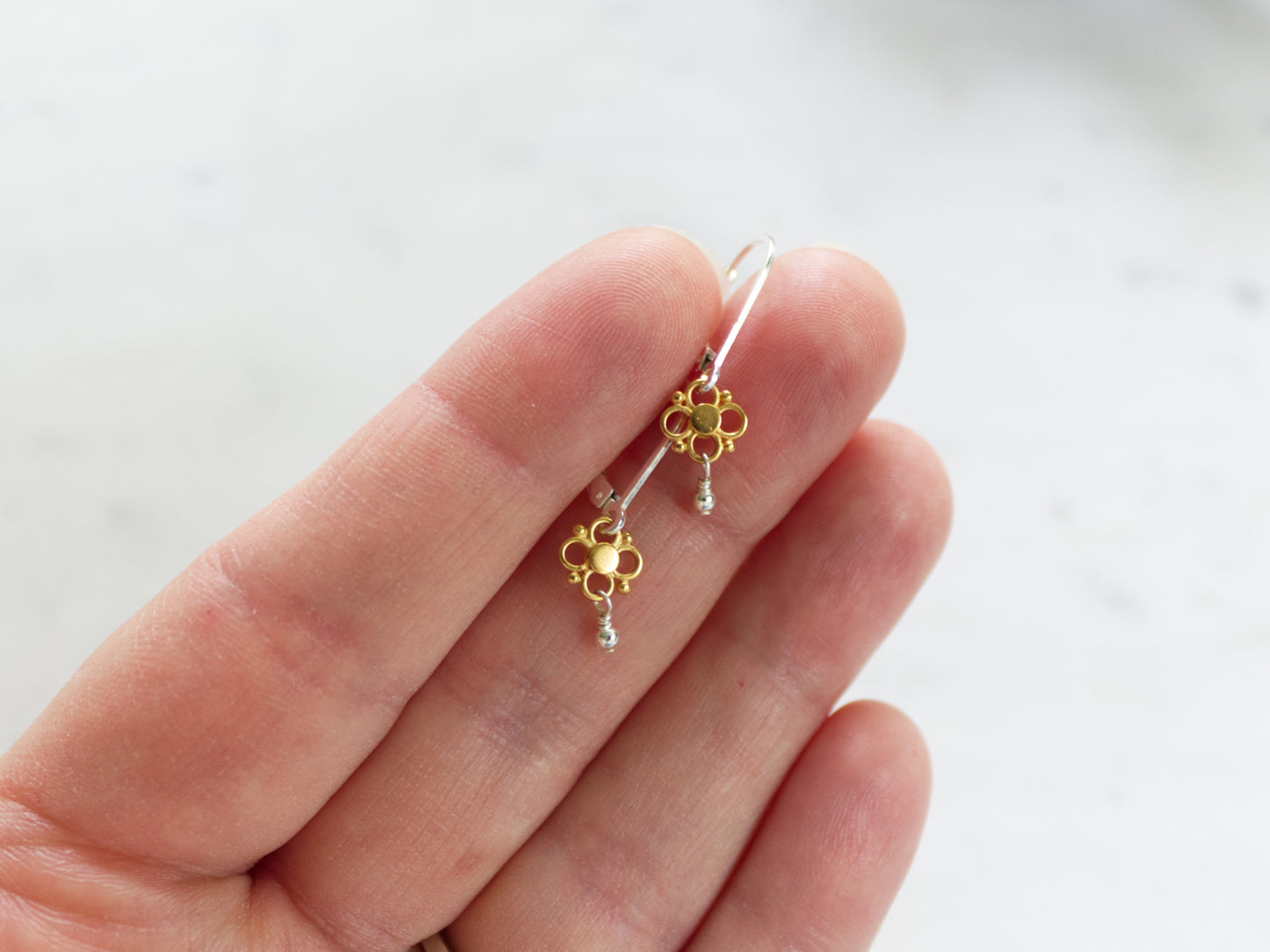 Extra Small Mixed Metal Flower Earrings