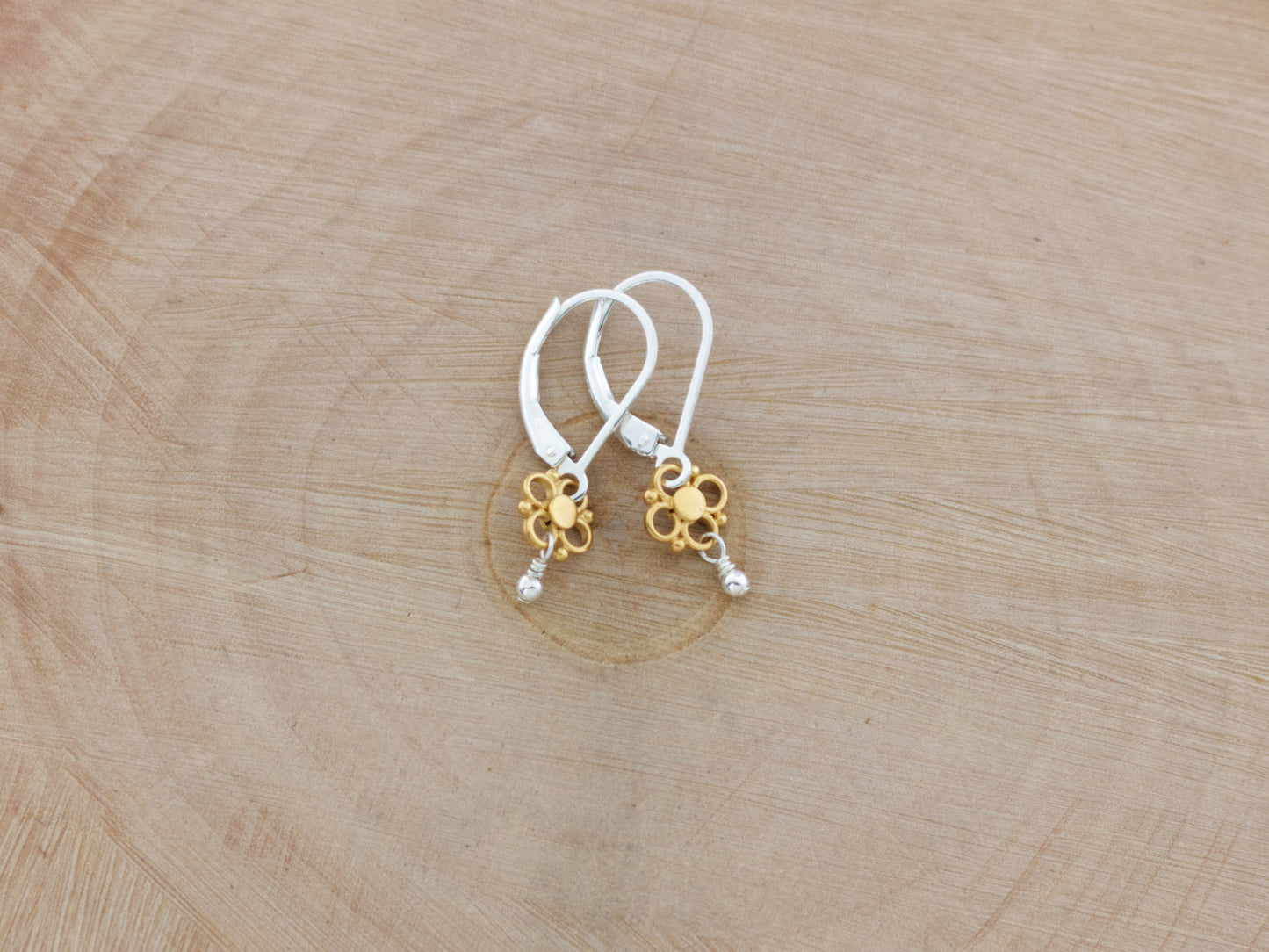 Extra Small Mixed Metal Flower Earrings