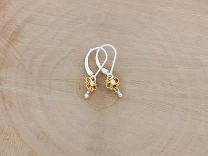 Extra Small Mixed Metal Flower Earrings