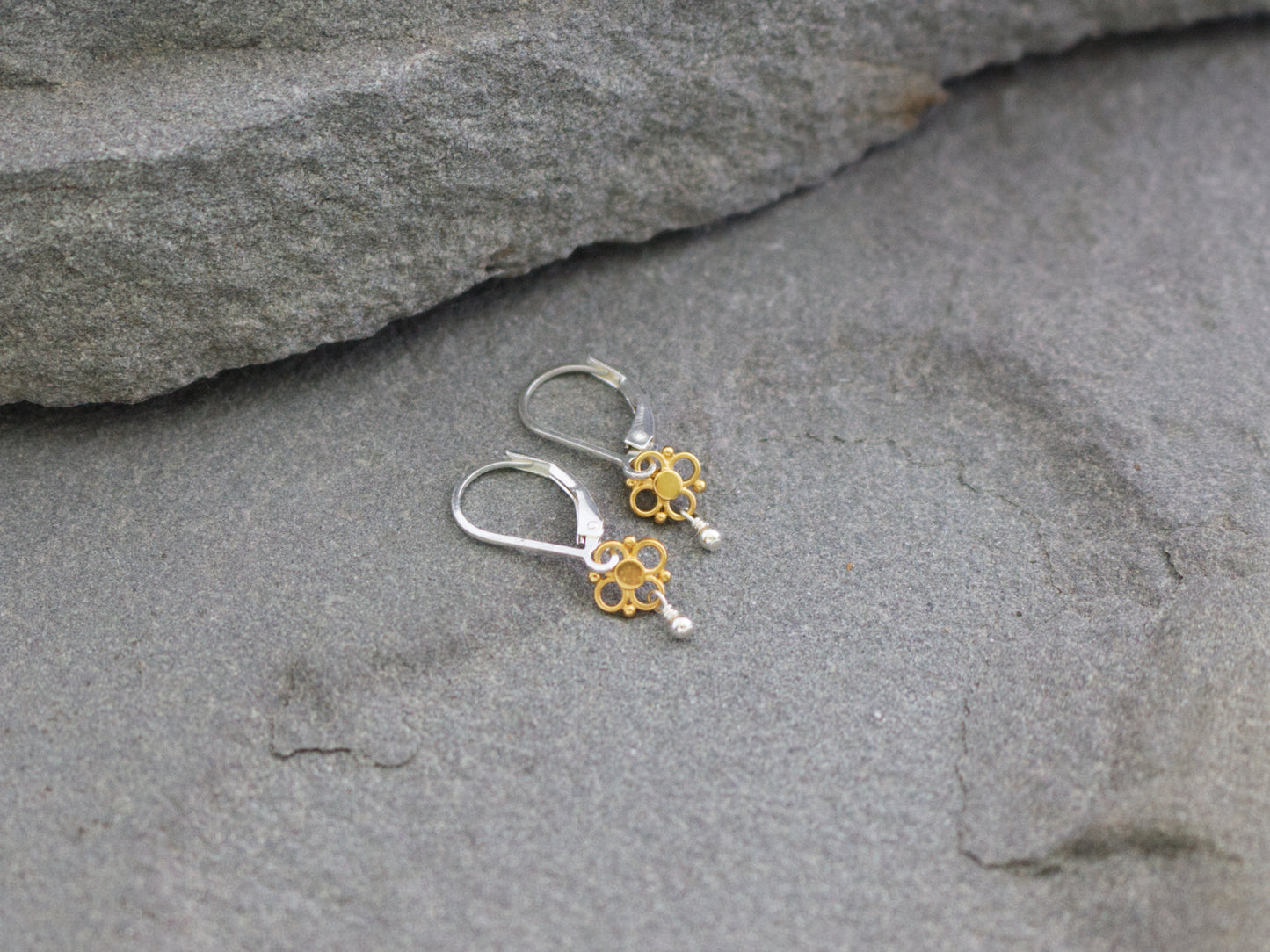 Extra Small Mixed Metal Flower Earrings