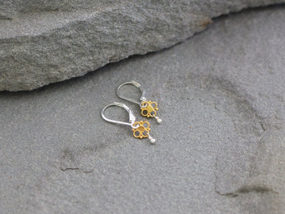 Extra Small Mixed Metal Flower Earrings