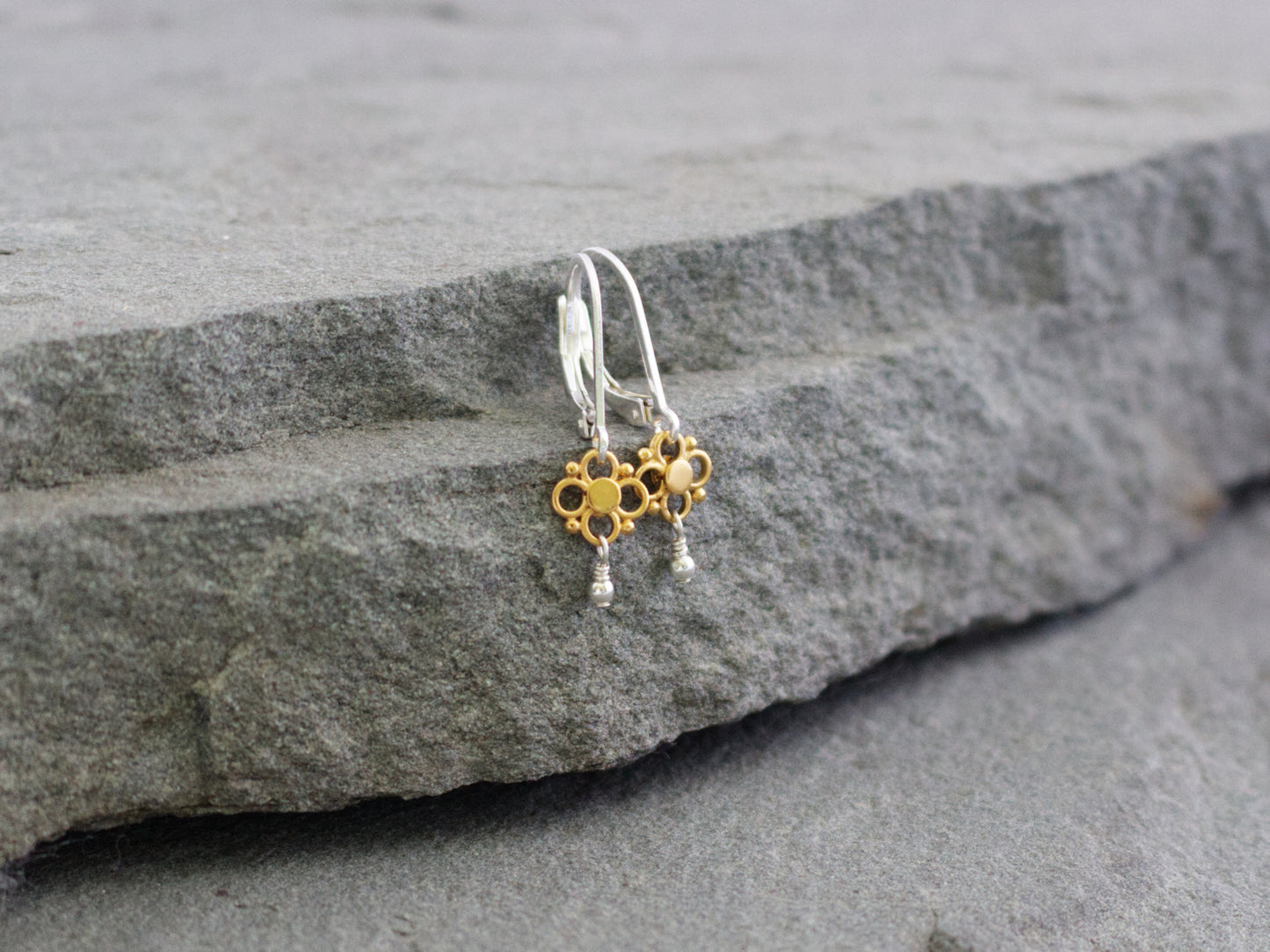 Extra Small Mixed Metal Flower Earrings