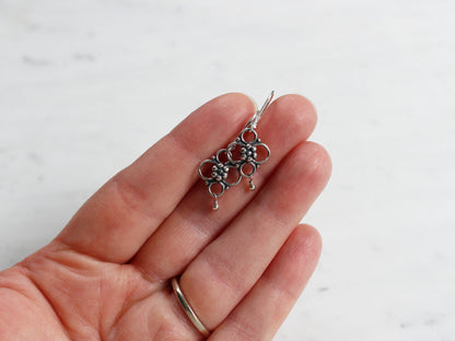 Sterling Silver Flower Earrings on Leverbacks