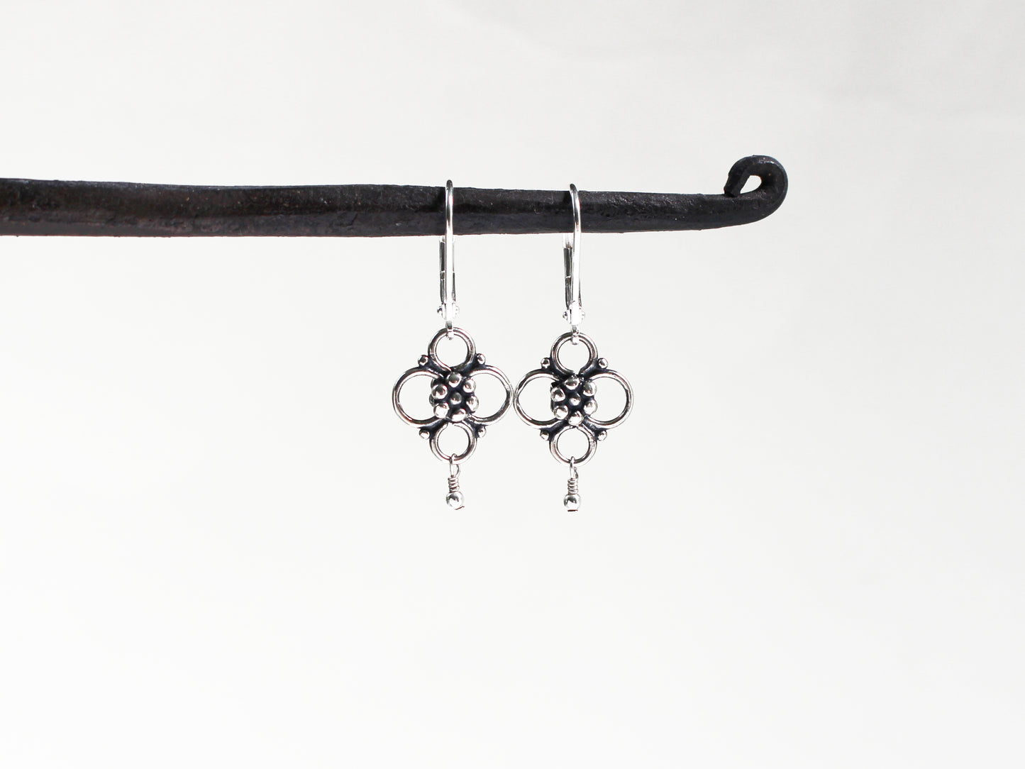 Sterling Silver Flower Earrings on Leverbacks