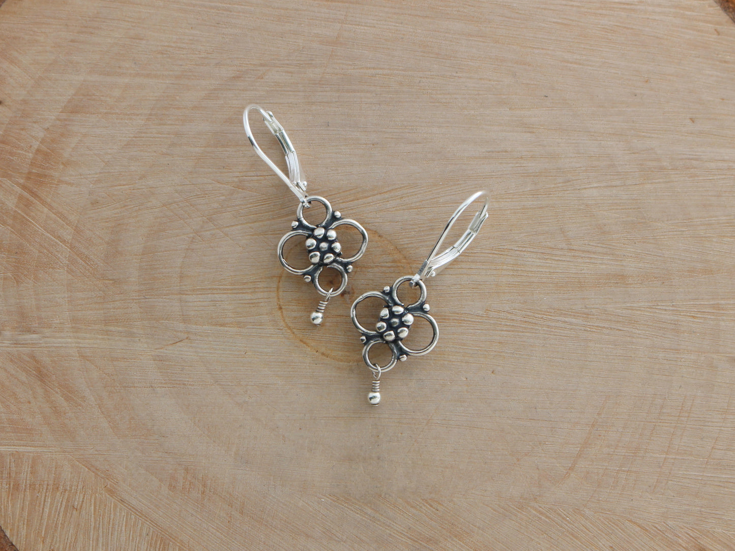 Sterling Silver Flower Earrings on Leverbacks