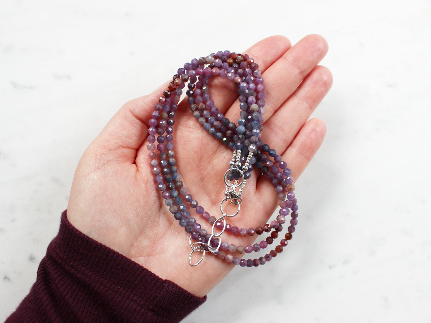 Multistrand Purple Sapphire and Ruby Necklace