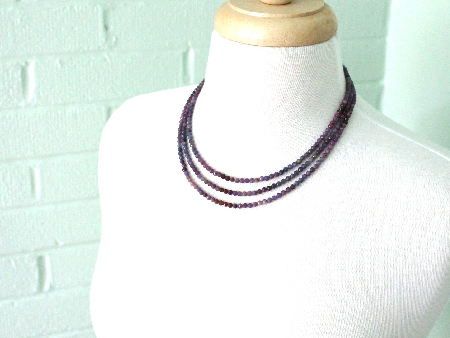 Multistrand Purple Sapphire and Ruby Necklace