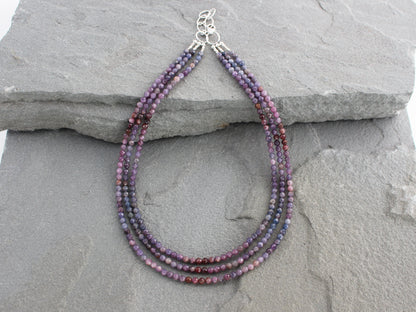 Multistrand Purple Sapphire and Ruby Necklace