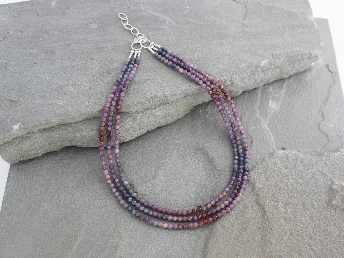 Multistrand Purple Sapphire and Ruby Necklace