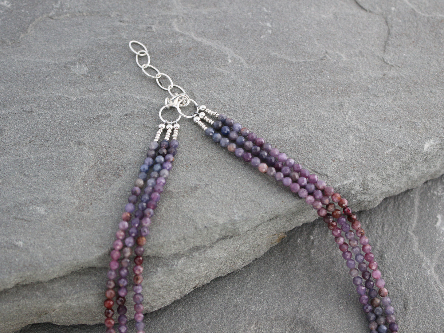Multistrand Purple Sapphire and Ruby Necklace
