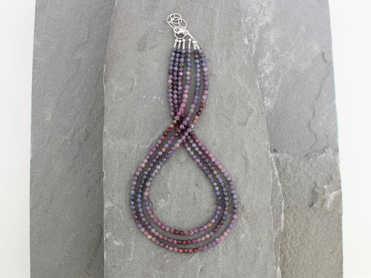 Multistrand Purple Sapphire and Ruby Necklace