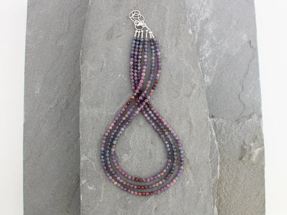 Multistrand Purple Sapphire and Ruby Necklace