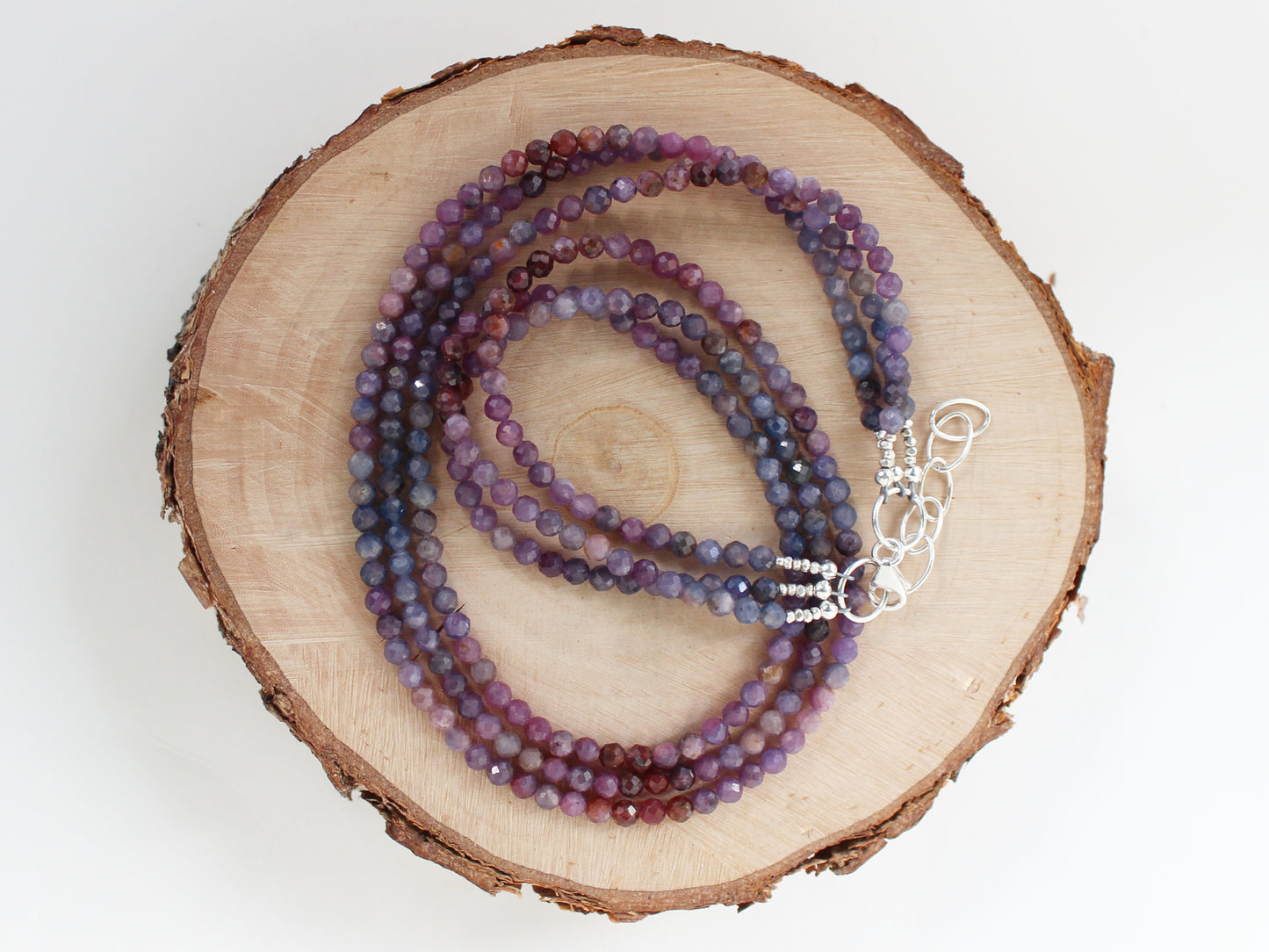 Multistrand Purple Sapphire and Ruby Necklace