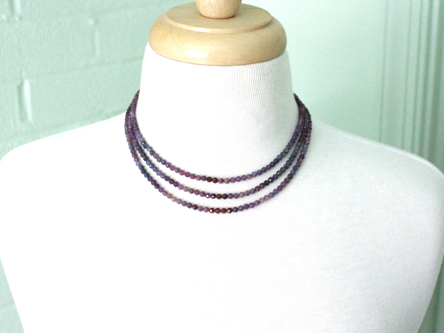 Multistrand Purple Sapphire and Ruby Necklace