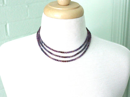 Multistrand Purple Sapphire and Ruby Necklace
