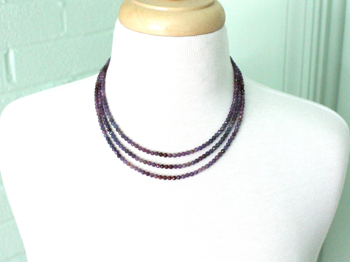 Multistrand Purple Sapphire and Ruby Necklace