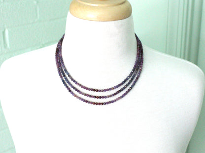 Multistrand Purple Sapphire and Ruby Necklace