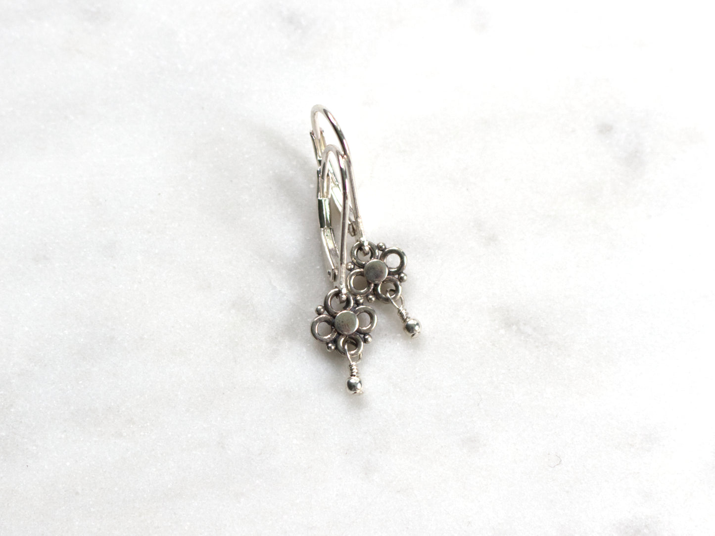 Extra Small Sterling Silver Flower Earrings