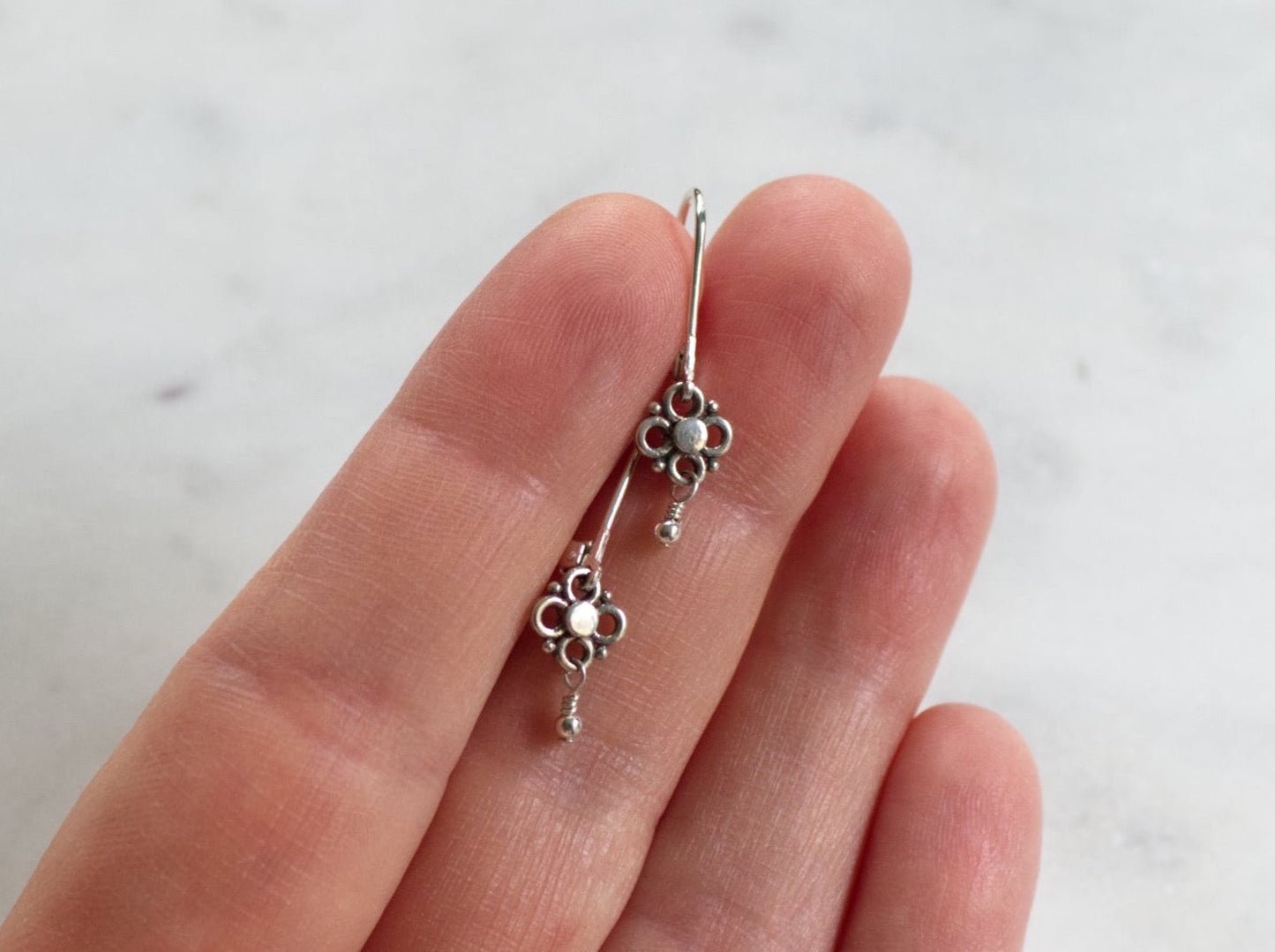 Extra Small Sterling Silver Flower Earrings