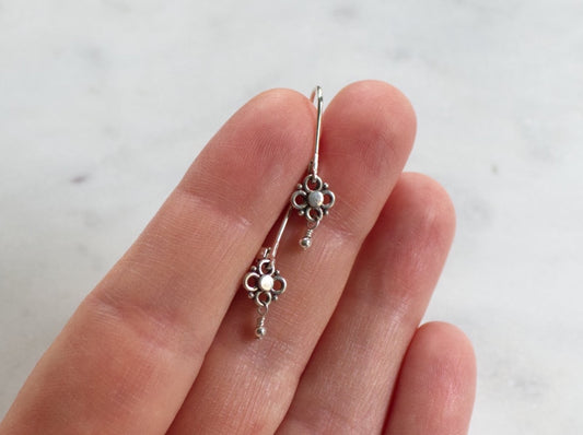 Extra Small Sterling Silver Flower Earrings