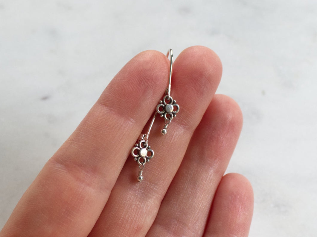 Extra Small Sterling Silver Flower Earrings
