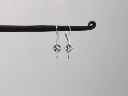 Extra Small Sterling Silver Flower Earrings