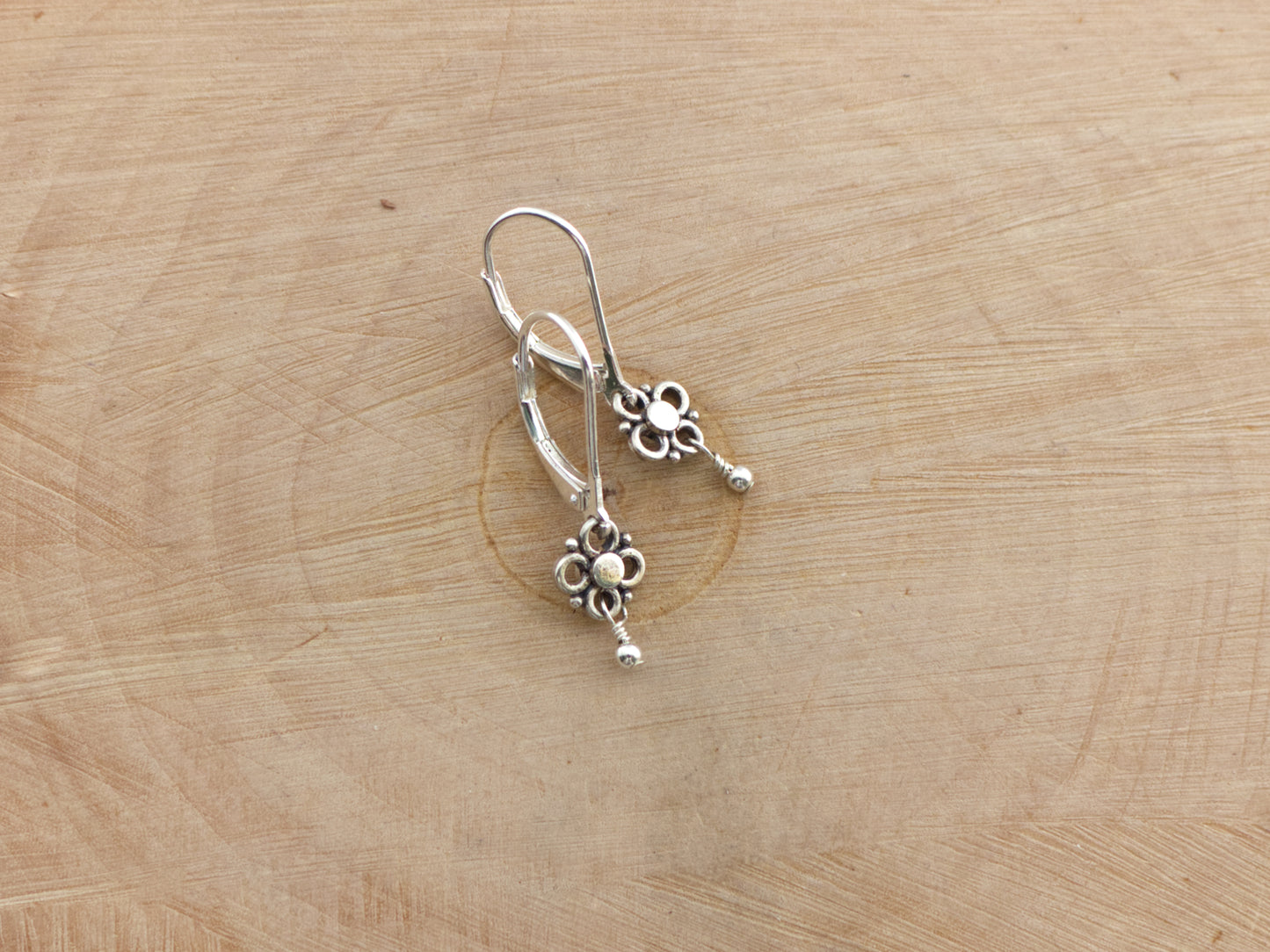 Extra Small Sterling Silver Flower Earrings