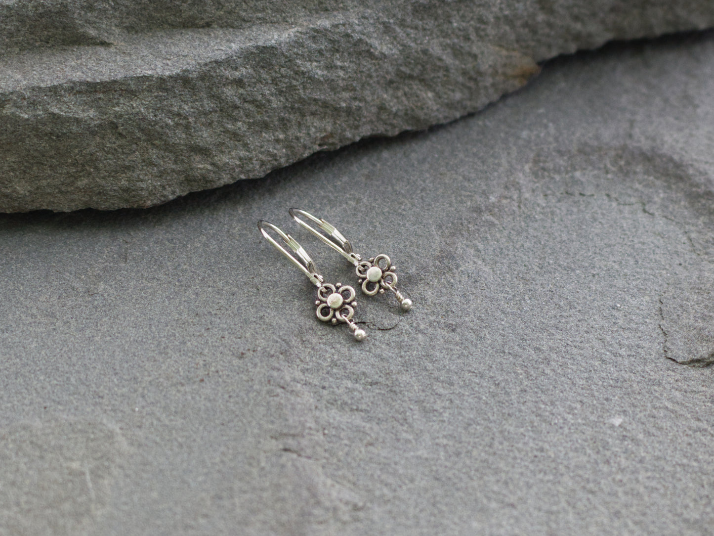 Extra Small Sterling Silver Flower Earrings