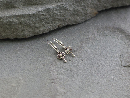 Extra Small Sterling Silver Flower Earrings