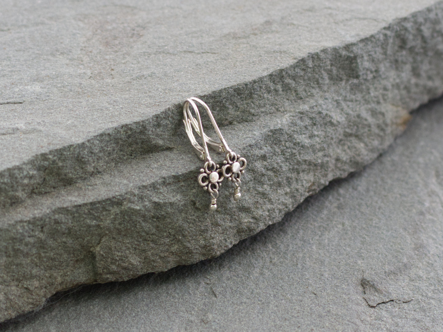 Extra Small Sterling Silver Flower Earrings