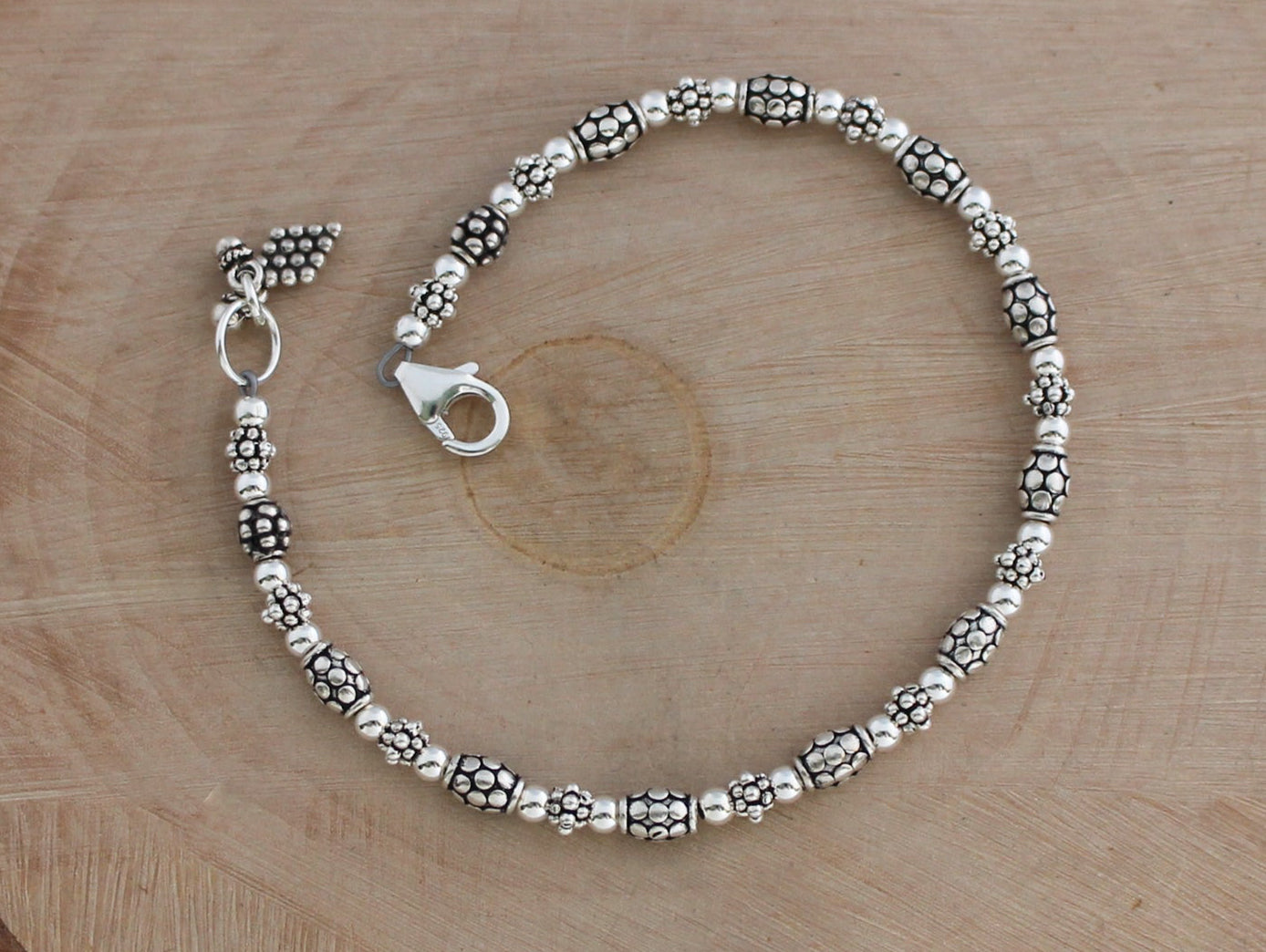 bali and turkish sterling silver beaded bracelet